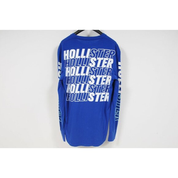 Hollister Mens Logo Long Sleeve T Shirt Small Southern California Spell Out Blue - Picture 2 of 9